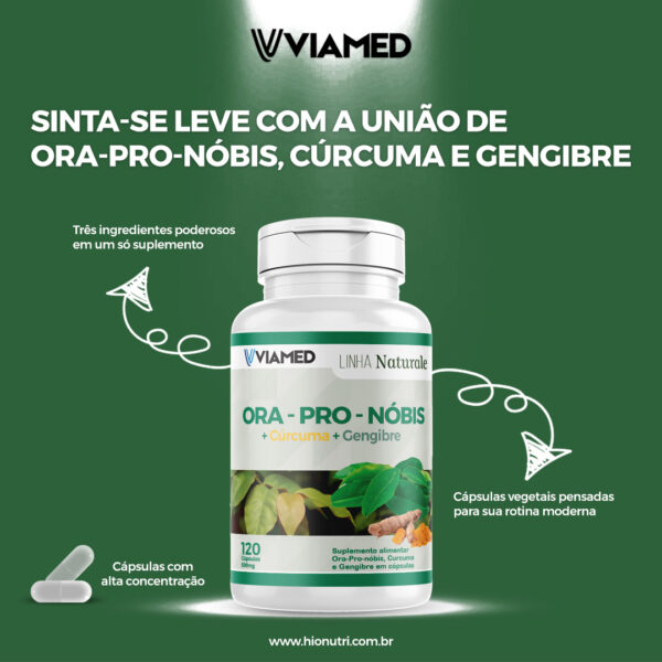 Ora-Pro-Nóbis + Cúrcuma e Gengibre 500 mg