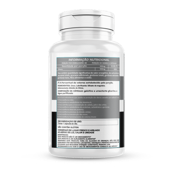 Zinco em cápsulas 500mg